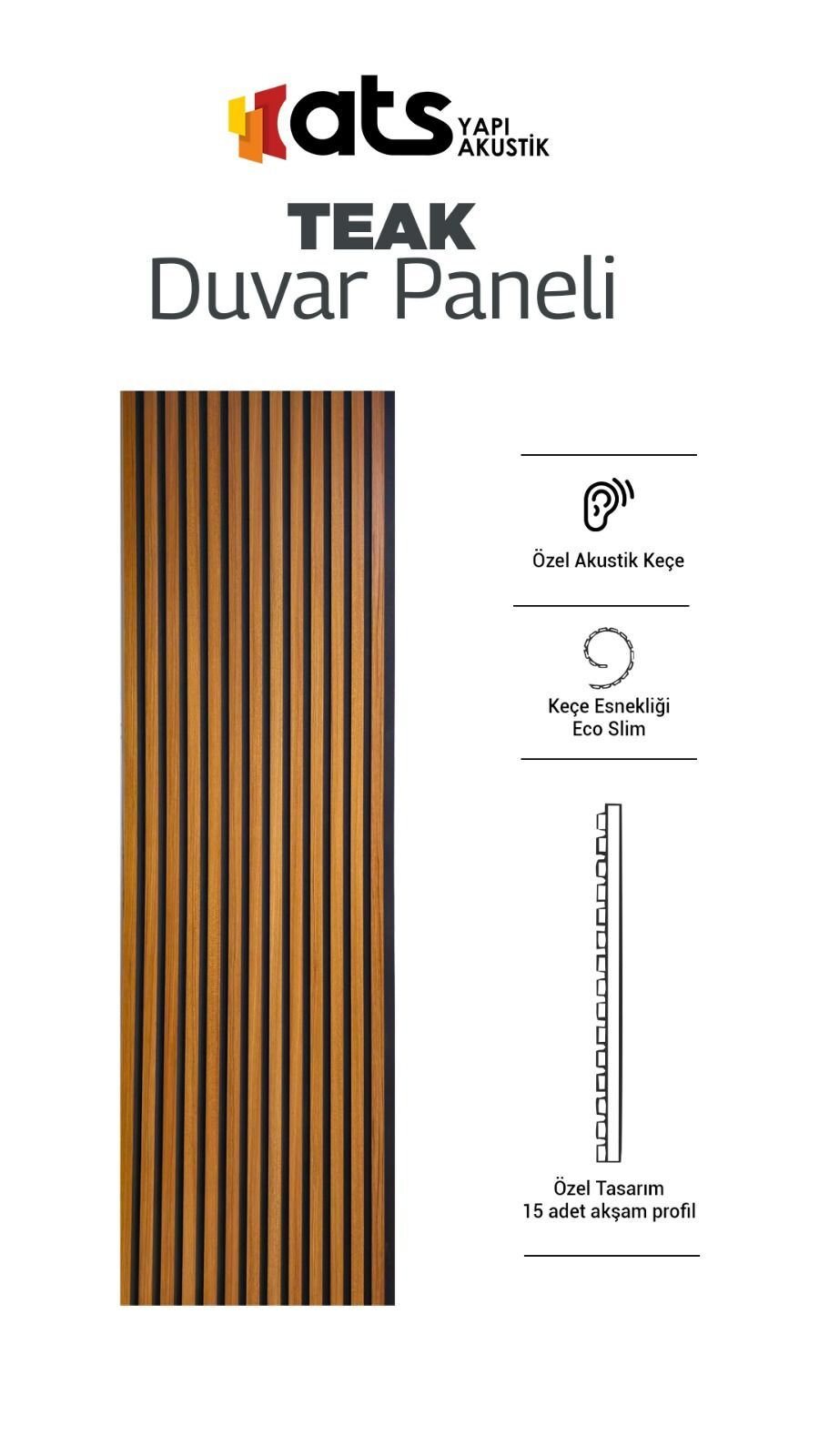 60 x 280 Ahşap Panel Teak